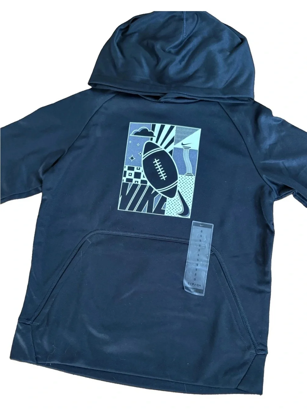 NEW NIKE Therma-FIT BLK Fleece Lined Logo Training Pullover Hoodie BIG BOY SMALL